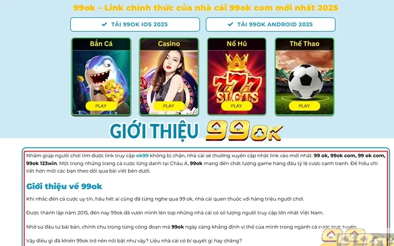 99ok - Link chính thức của nhà cái 99ok com mới nhất 2025 Giới thiệu 99ok